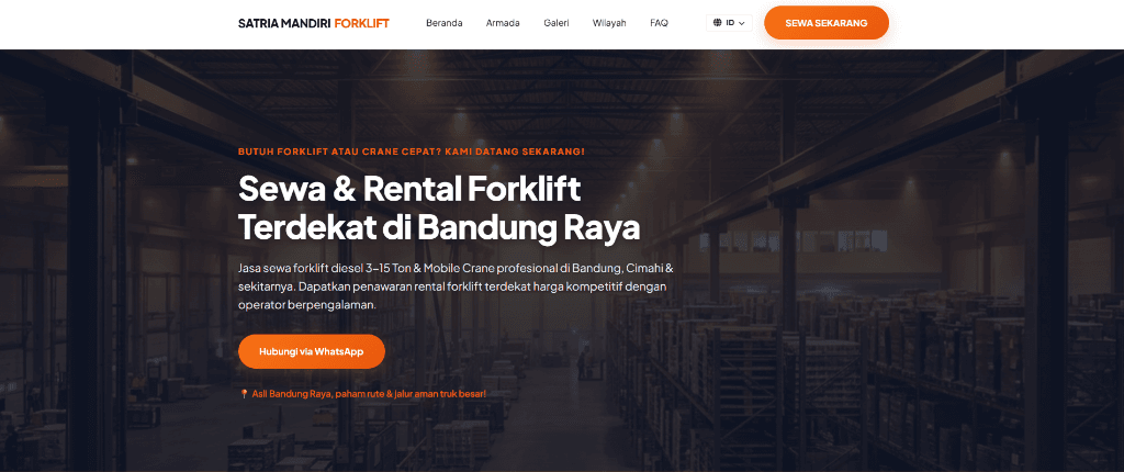 Company Landing Page – Satria Forklift